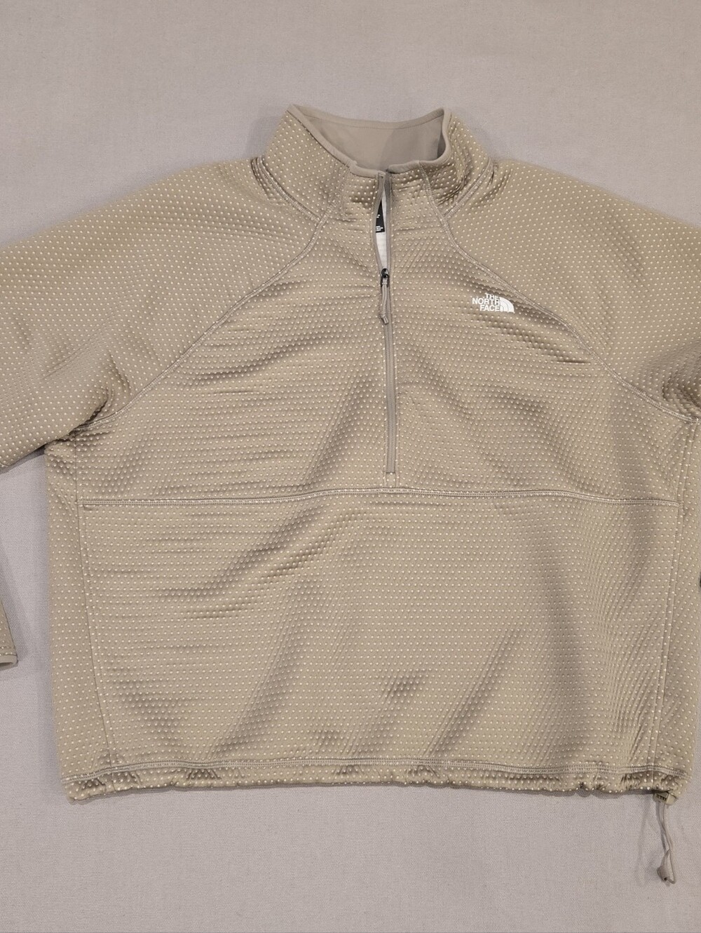 The North Face Women's Dotknit Thermal 1/4 Zip Pullover Fleece Clay Grey XXL